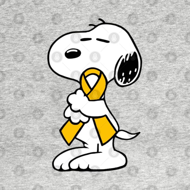 Dog Hugging an Awareness Ribbon (Yellow) by CaitlynConnor